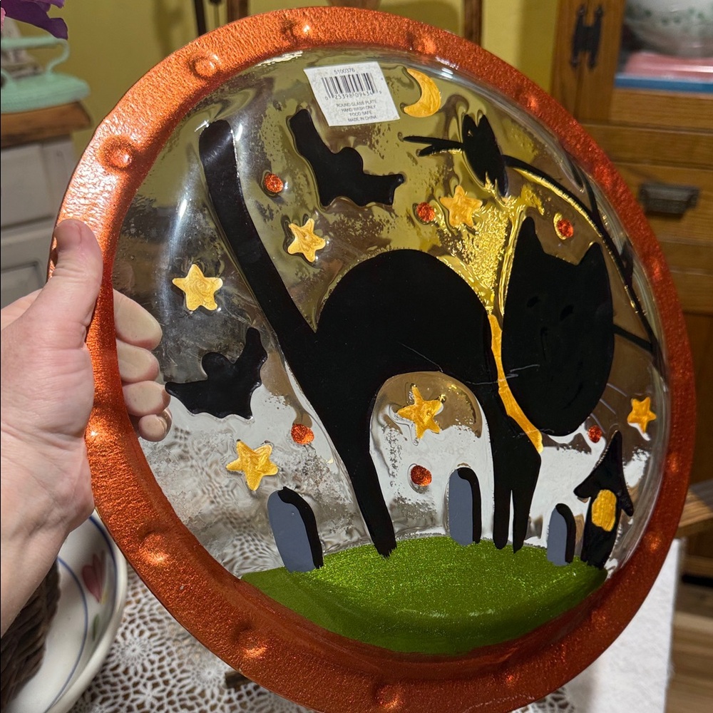Halloween Black Cat Decorative Plate - Picture 3 of 4